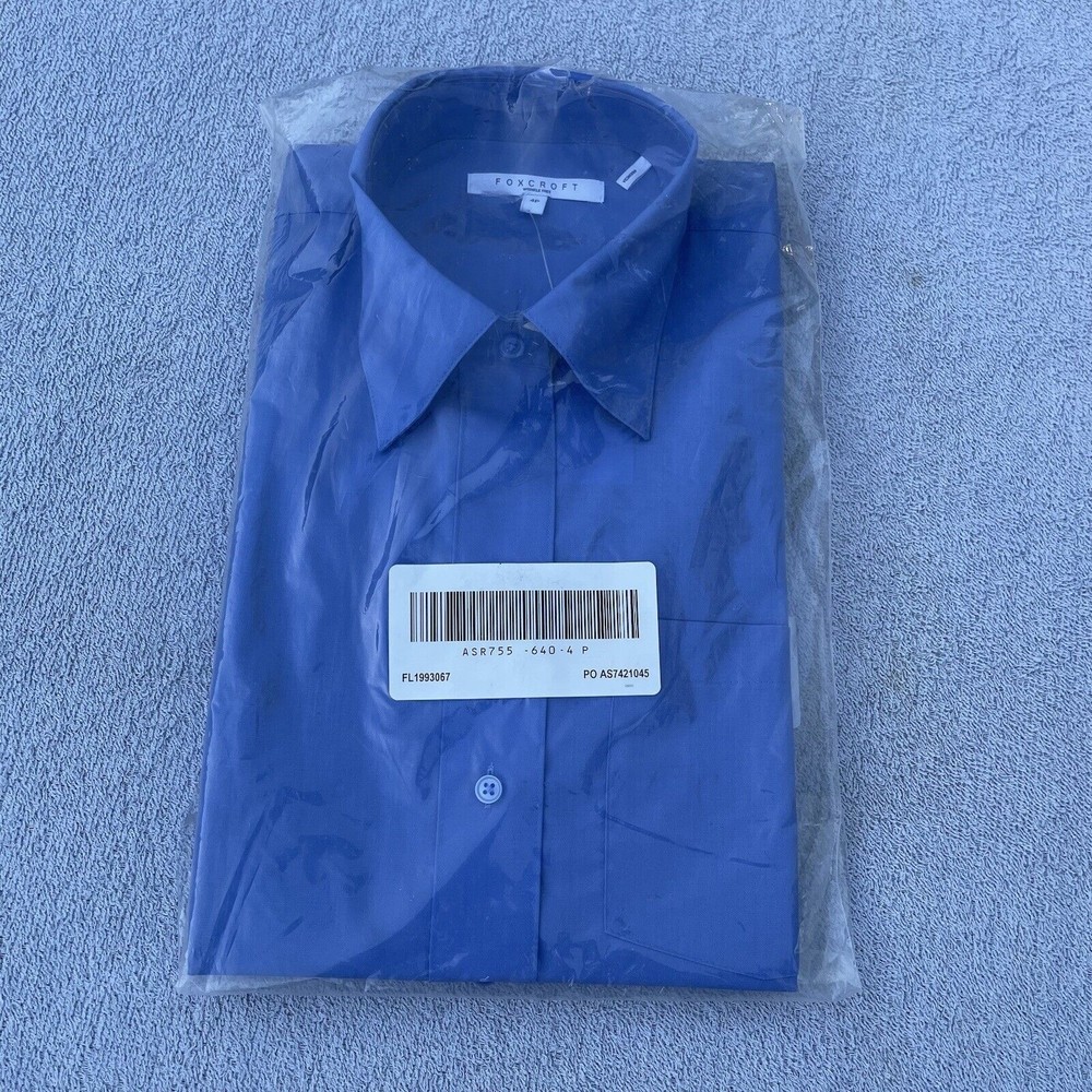 Foxcroft Wrinkle Free Classic Fit Shirt Women's Size 4P Blue Long Sleeve New VTG - Picture 2 of 6